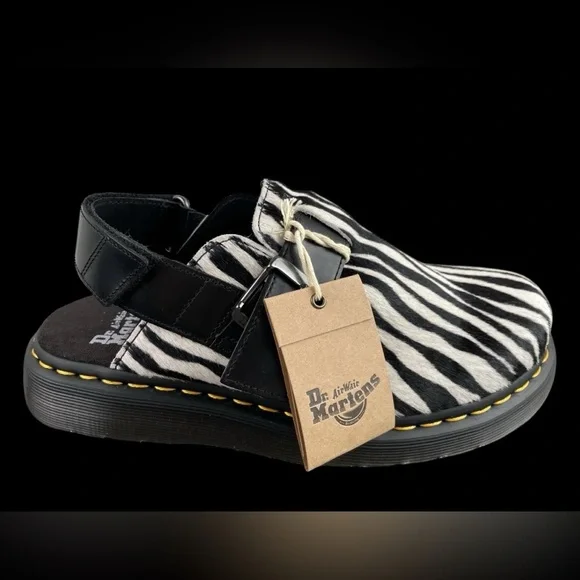 NWT Dr. Martens Jorge II cow hair upper slingback zebra black white USMen 11 W12 - Picture 2 of 9